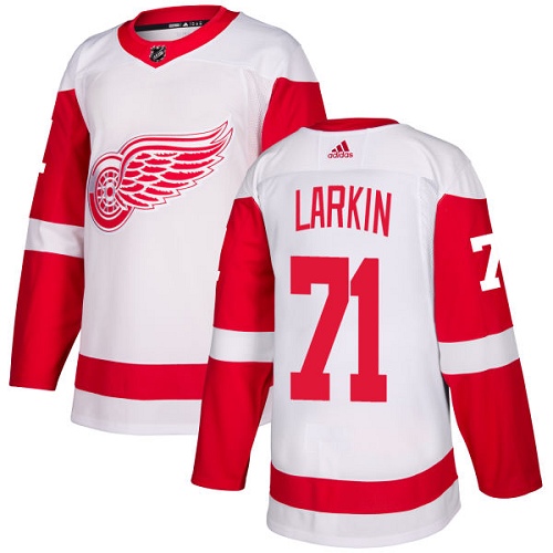 Men's Adidas Detroit Red Wings #71 Dylan Larkin White Stitched NHL Jersey